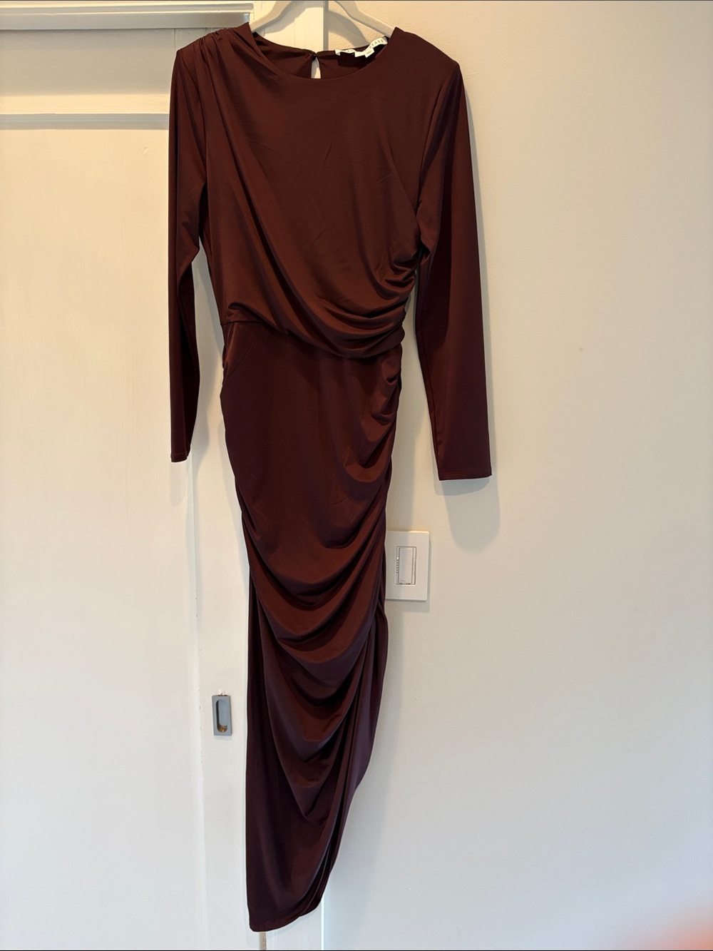 Veronica Beard Dark Brown Asymmetrical Draped Midi Dress